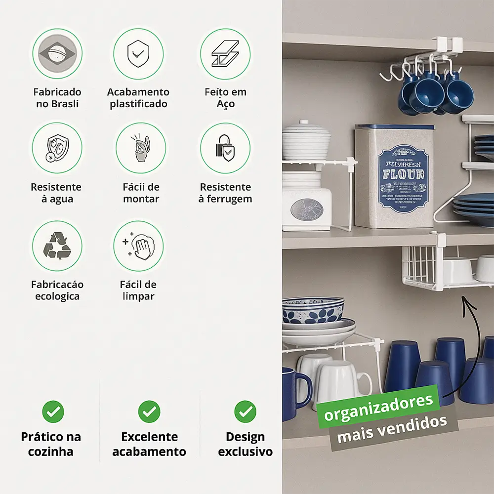 Kit Organizador de Armário OrganizaPlus – 5 Peças