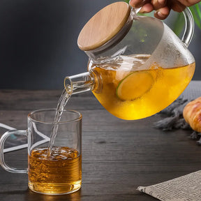 Chaleira de Vidro NatureTea 1L – com Tampa de Bambu