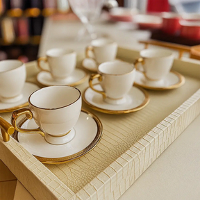 Jogo de Xícaras Douratta 90ml com Pires – 12 Peças de Porcelana