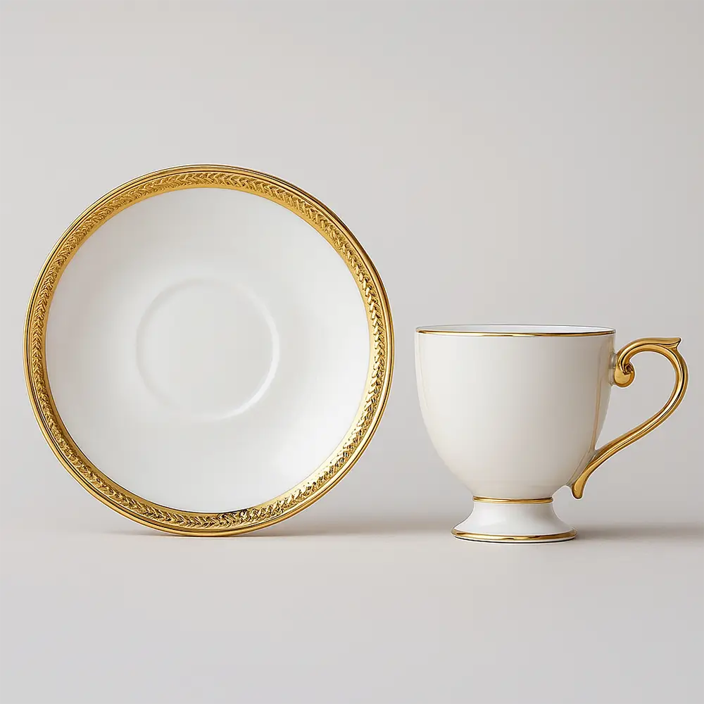 Jogo de Xícaras Douratta 90ml com Pires – 12 Peças de Porcelana