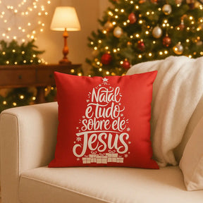 Capa de Almofada Natalina Tudo Sobre Ele – Verde ou Vermelha 45x45cm