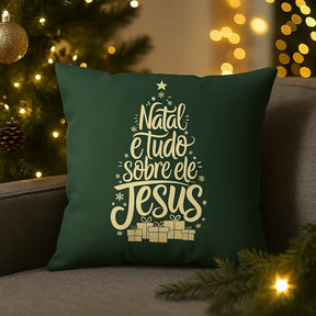 Capa de Almofada Natalina Tudo Sobre Ele – Verde ou Vermelha 45x45cm