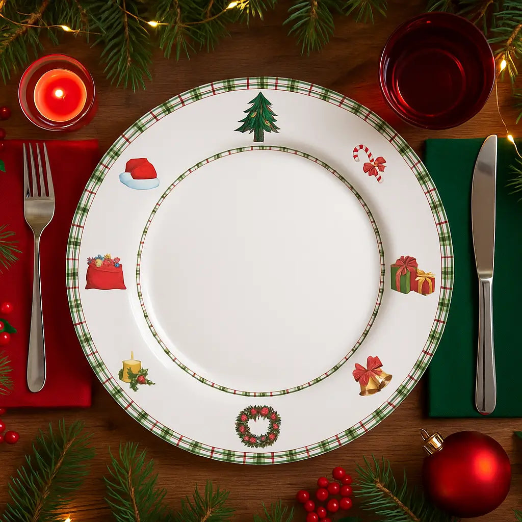 Prato Raso Jingle Bells – 6 Unidades de Porcelana