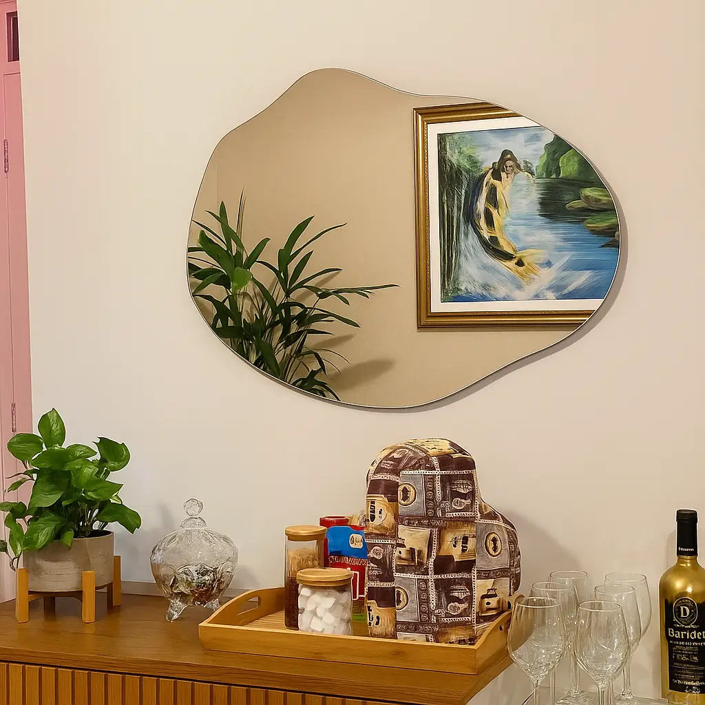 Espelho Orgânico Elegance 60x40 de Luxo – Não Precisa Furar a Parede