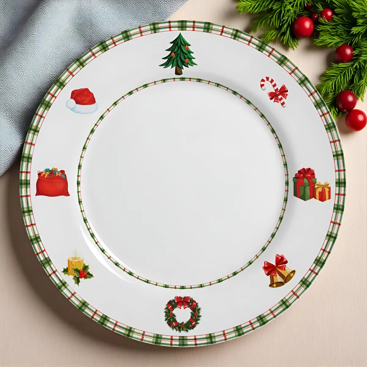 Prato Raso Jingle Bells – 6 Unidades de Porcelana